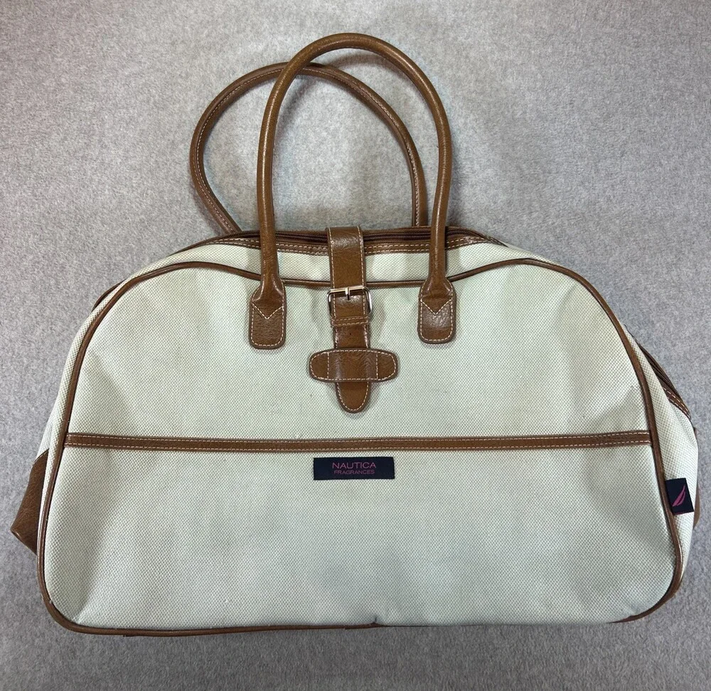 NAUTICA Travel Weekender Canvas & PU Leather Trim Duffle Bag